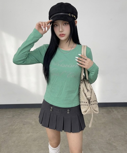non-hedge(ノンヘッジ)の「ストーンロゴチビロンT(Tシャツ/カットソー・レディース・ミント/ワインレッド/ネイビー/ブラック/オフホワイト/チャコールグレー・FREE)」の12枚目の写真