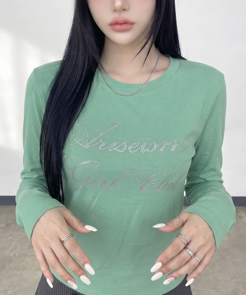 non-hedge(ノンヘッジ)の「ストーンロゴチビロンT(Tシャツ/カットソー・レディース・ミント/ワインレッド/ネイビー/ブラック/オフホワイト/チャコールグレー・FREE)」の13枚目の写真