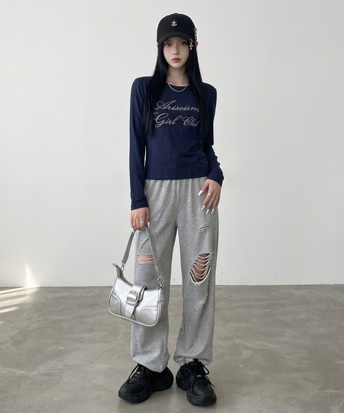 non-hedge(ノンヘッジ)の「ストーンロゴチビロンT(Tシャツ/カットソー・レディース・ミント/ワインレッド/ネイビー/ブラック/オフホワイト/チャコールグレー・FREE)」の17枚目の写真