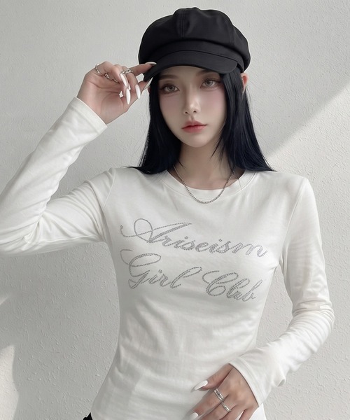 non-hedge(ノンヘッジ)の「ストーンロゴチビロンT(Tシャツ/カットソー・レディース・ミント/ワインレッド/ネイビー/ブラック/オフホワイト/チャコールグレー・FREE)」の21枚目の写真