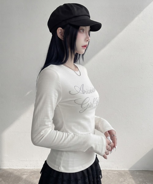 non-hedge(ノンヘッジ)の「ストーンロゴチビロンT(Tシャツ/カットソー・レディース・ミント/ワインレッド/ネイビー/ブラック/オフホワイト/チャコールグレー・FREE)」の22枚目の写真