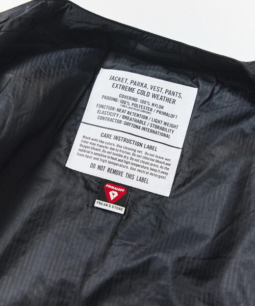 FREAK'S STORE(フリークスストア)の「PRIMALOFT LINER JACKET/プリマロフト ライナージャケット/ノーカラージャケット(ブルゾン・メンズ・ブラック/チャコールグレー/セージグリーン/ネイビー・SMALL/MEDIUM/LARGE)」の12枚目の写真