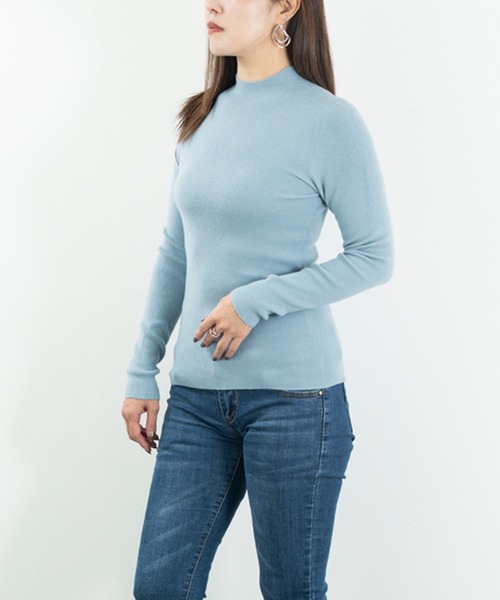 JOCOSA(ジョコサ)の「ウール混 モックネックリブニット(ニット/セーター・レディース・ブラウン/ブラック/ネイビー/ブルー/チャコール/ホワイト/アイボリー・FREE)」の7枚目の写真