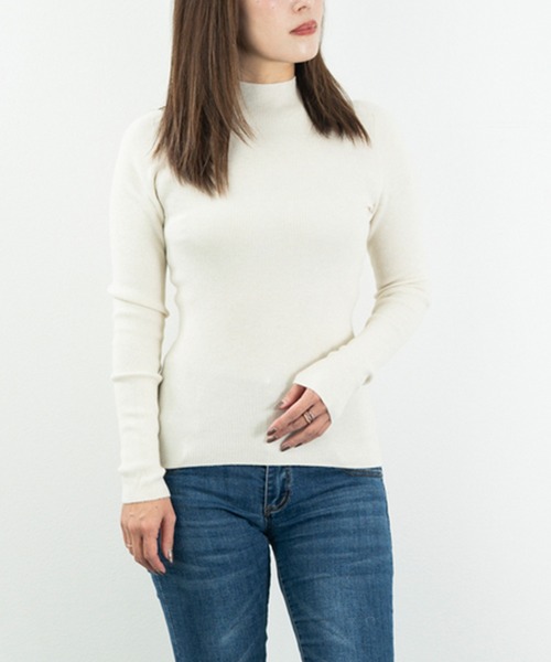 JOCOSA(ジョコサ)の「ウール混 モックネックリブニット(ニット/セーター・レディース・ブラウン/ブラック/ネイビー/ブルー/チャコール/ホワイト/アイボリー・FREE)」の16枚目の写真