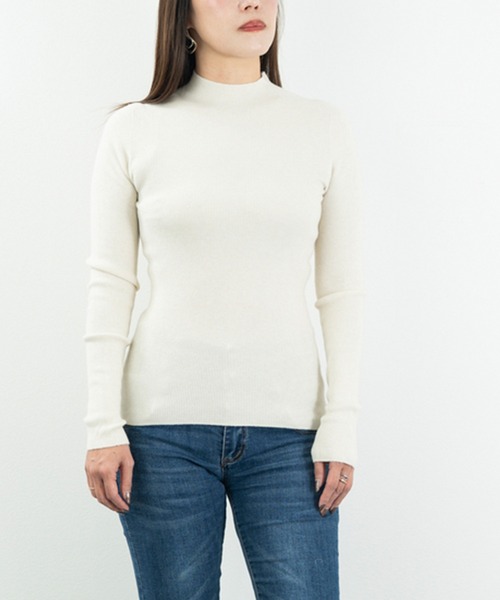 JOCOSA(ジョコサ)の「ウール混 モックネックリブニット(ニット/セーター・レディース・ブラウン/ブラック/ネイビー/ブルー/チャコール/ホワイト/アイボリー・FREE)」の17枚目の写真