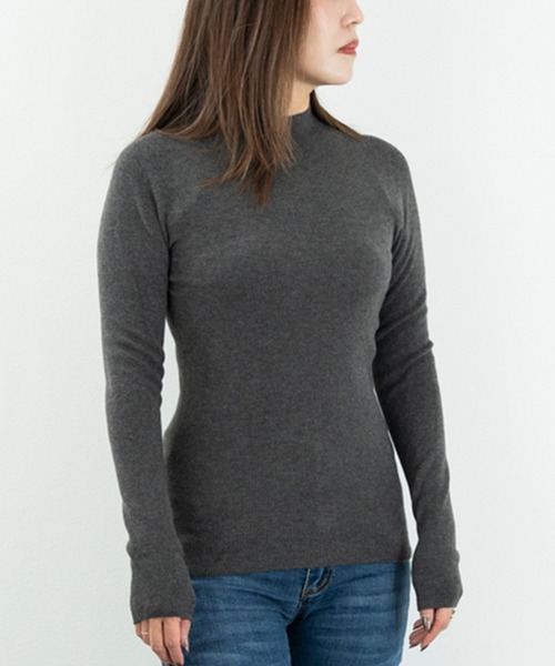 JOCOSA(ジョコサ)の「ウール混 モックネックリブニット(ニット/セーター・レディース・ブラウン/ブラック/ネイビー/ブルー/チャコール/ホワイト/アイボリー・FREE)」の19枚目の写真