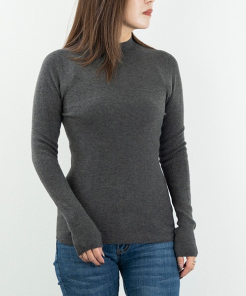 JOCOSA(ジョコサ)の「ウール混 モックネックリブニット(ニット/セーター・レディース・ブラウン/ブラック/ネイビー/ブルー/チャコール/ホワイト/アイボリー・FREE)」の20枚目の写真