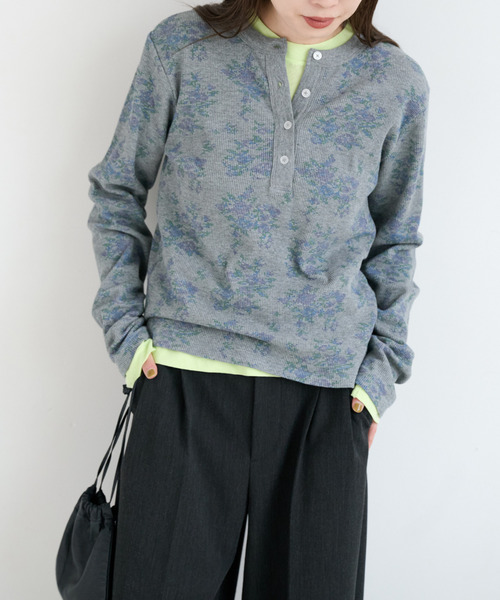 OUTDOOR PRODUCTS(アウトドアプロダクツ)の「miller ex flower waffle henly Tee(Tシャツ/カットソー・レディース・グレー/ホワイト・FREE)」の7枚目の写真