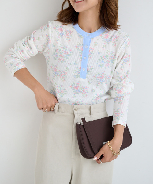 OUTDOOR PRODUCTS(アウトドアプロダクツ)の「miller ex flower waffle henly Tee(Tシャツ/カットソー・レディース・グレー/ホワイト・FREE)」の15枚目の写真