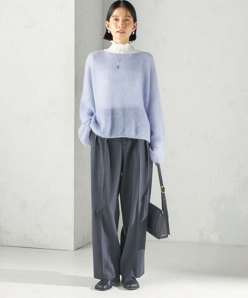 SHIPS(シップス)の「〈防シワ〉〈手洗い可能〉裏起毛 ストレッチ サキソニー タック パンツ(その他パンツ・レディース・ネイビー/ナチュラル/グレー・36/38)」の16枚目の写真