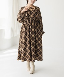 CLETTE（クレット）の「バイアスチェックフリルリボンワンピース（ワンピース）」