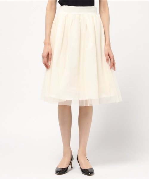 GUILD PRIME（ギルドプライム）の「【GUILD PRIME】WOMENS チュールフレアースカート（スカート・レディース・ブラック/ホワイト・36/34）」の3枚目の写真