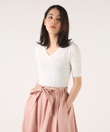 MOUSSY | Vneck Rib tops(ニット/セーター)