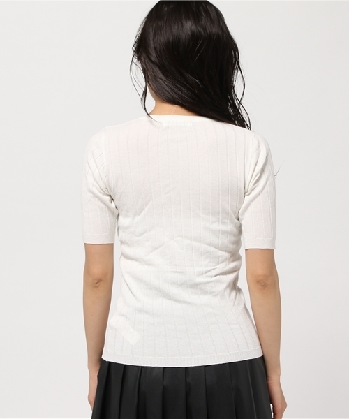 MOUSSY（マウジー）の「Vneck Rib tops（ニット/セーター・レディース・イエロー/ブルー/トップグレー/オフホワイト・FREE）」の9枚目の写真