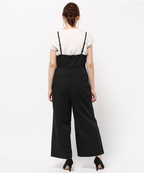 E hyphen world gallery（イーハイフンワールドギャラリー）の「キャミワイドオールインワン（つなぎ/オールインワン・レディース・ストライプ/ブラック・FREE）」の5枚目の写真