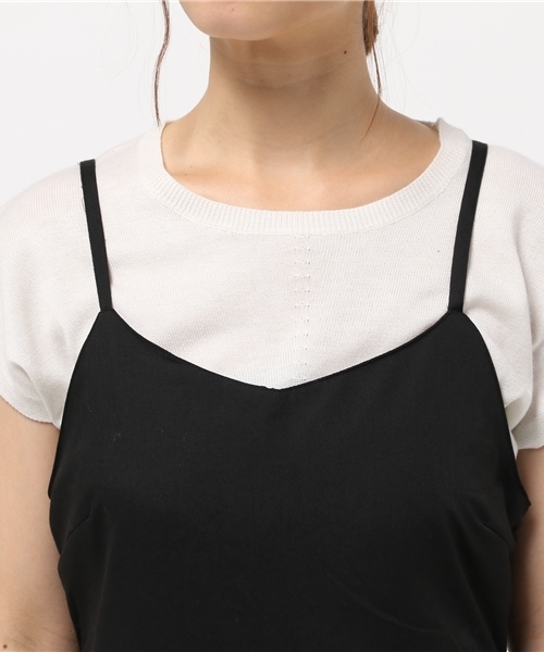 E hyphen world gallery（イーハイフンワールドギャラリー）の「キャミワイドオールインワン（つなぎ/オールインワン・レディース・ストライプ/ブラック・FREE）」の6枚目の写真