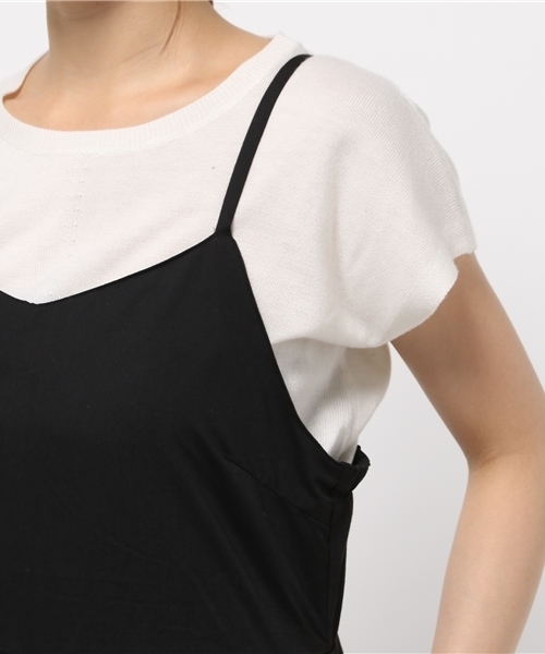 E hyphen world gallery（イーハイフンワールドギャラリー）の「キャミワイドオールインワン（つなぎ/オールインワン・レディース・ストライプ/ブラック・FREE）」の8枚目の写真