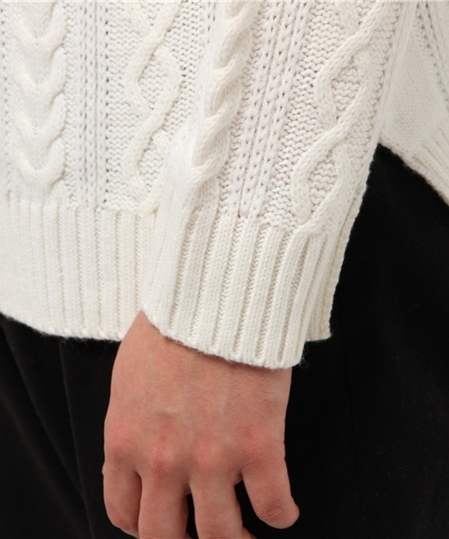 WEGO（ウィゴー）の「WEGO/サイドスリットケーブルタートルニット（ニット/セーター・メンズ・ワイン/ホワイト/ブラウン/杢グレー/ネイビー/ブラック・LARGE/SMALL/MEDIUM）」の10枚目の写真