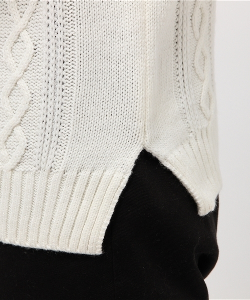 WEGO（ウィゴー）の「WEGO/サイドスリットケーブルタートルニット（ニット/セーター・メンズ・ワイン/ホワイト/ブラウン/杢グレー/ネイビー/ブラック・LARGE/SMALL/MEDIUM）」の11枚目の写真