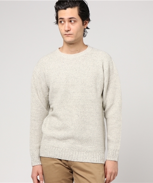 FREDY&GLOSTER（フレディアンドグロスター）の「ラムウール鹿の子ニット（ニット/セーター・メンズ・ネイビー/ホワイト/グレー系その他/レッド・L/M/S）」の5枚目の写真