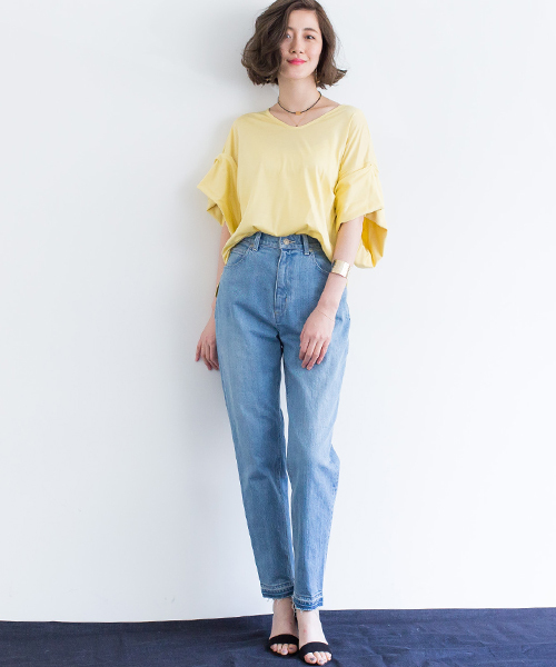 STUDIOUS(ステュディオス)の「袖コンシャスカットソー(Tシャツ/カットソー・レディース・ベージュ/イエロー/オフホワイト/ブラック/ピンク/カーキ/レッド・FREE)」の22枚目の写真