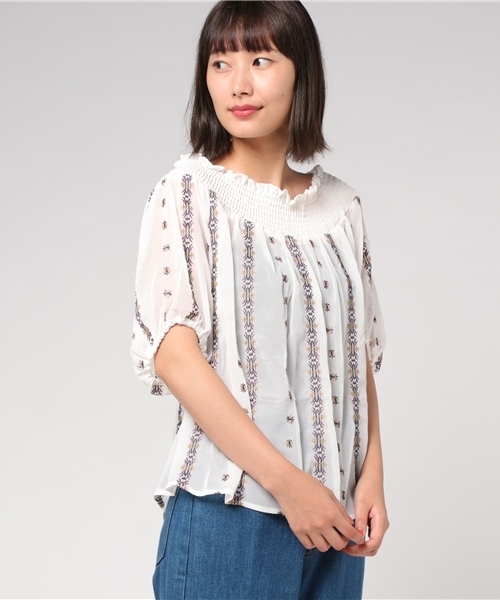 one after another NICE CLAUP（ワンアフターアナザーナイスクラップ）の「カラフル刺繍ブラウス（シャツ/ブラウス・レディース・オフホワイト/ブラック/イエロー・FREE）」の21枚目の写真