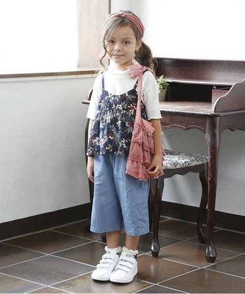 BREEZE(ブリーズ)の「ウエストリボンワイドクロップドパンツ 8分丈(その他パンツ・キッズ・ブルー/ネイビー・100/120/110/130/140/95/80/90)」の3枚目の写真