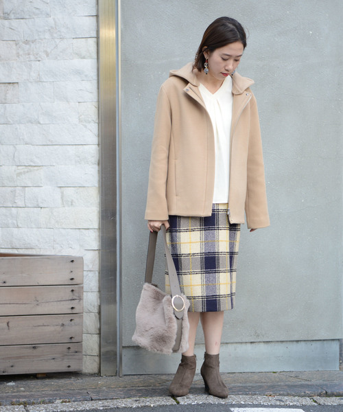 un dix cors（アンディコール）の「コクーンフードショートコート（その他アウター・レディース・ライトグレー/ライトベージュ・ﾌﾘ-）」の13枚目の写真