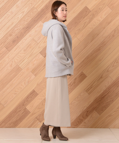 un dix cors（アンディコール）の「コクーンフードショートコート（その他アウター・レディース・ライトグレー/ライトベージュ・ﾌﾘ-）」の15枚目の写真