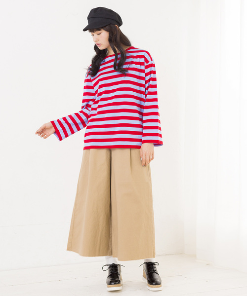 WEGO（ウィゴー）の「WEGO/ボーダービッグシルエットロングTシャツ（Tシャツ/カットソー・レディース・ブルー/ホワイト/イエロー/ピンク・FREE）」の12枚目の写真