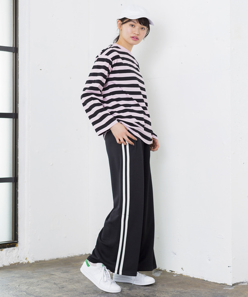 WEGO（ウィゴー）の「WEGO/ボーダービッグシルエットロングTシャツ（Tシャツ/カットソー・レディース・ブルー/ホワイト/イエロー/ピンク・FREE）」の19枚目の写真