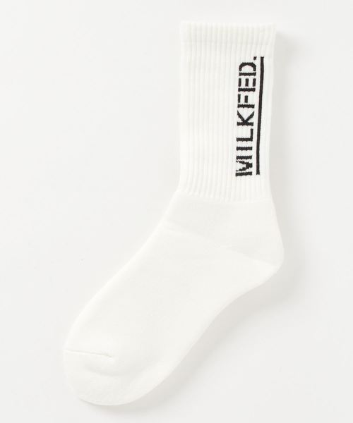 MILKFED.(ミルクフェド)の「STENCIL SOX(ソックス/靴下・レディース・ホワイト/マルチ/ブラック/レッド・ONE SIZE)」の1枚目の写真