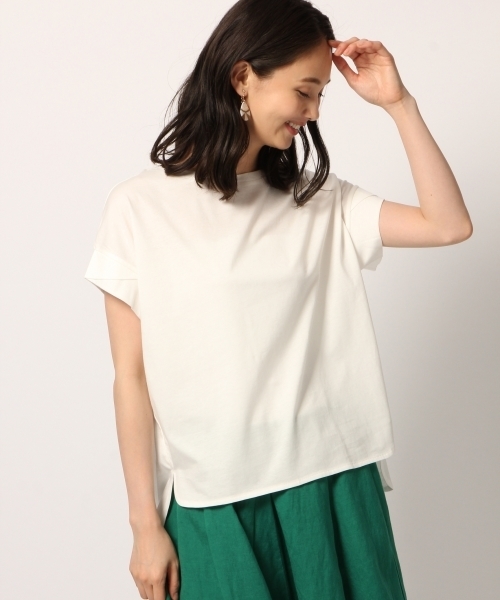 GLOBAL WORK(グローバルワーク)の「シルケットボートネックT半袖/799812(Tシャツ/カットソー・レディース・ホワイト/ブラック/カーキ・MEDIUM/LARGE)」の1枚目の写真