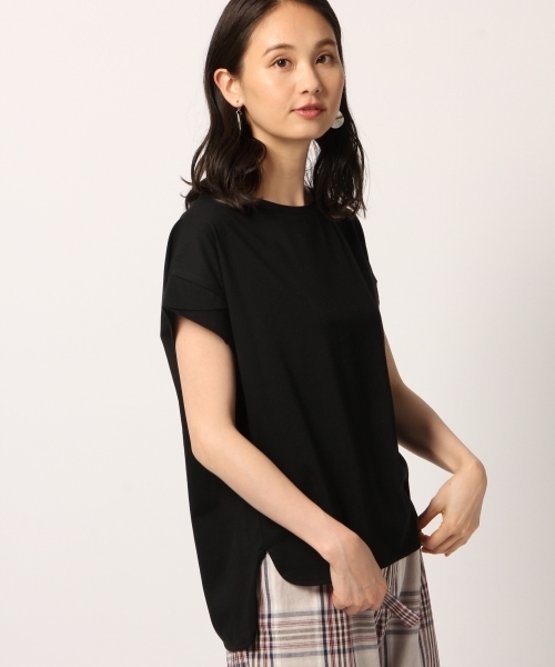 GLOBAL WORK(グローバルワーク)の「シルケットボートネックT半袖/799812(Tシャツ/カットソー・レディース・ホワイト/ブラック/カーキ・MEDIUM/LARGE)」の2枚目の写真