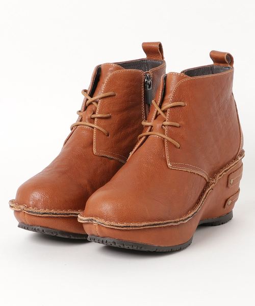 Hina Day Green（ヒナデイグリーン）の「レースアップシンプルショートブーツ（ブーツ・レディース・ダークブラウン/ブラック/キャメル/レッド系その他・M/S/L/3L/LL）」の9枚目の写真