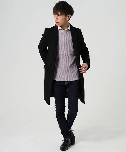 試着のみ】GOSTAR DE FUGA チェスターコート スリム ウール混 メンズ