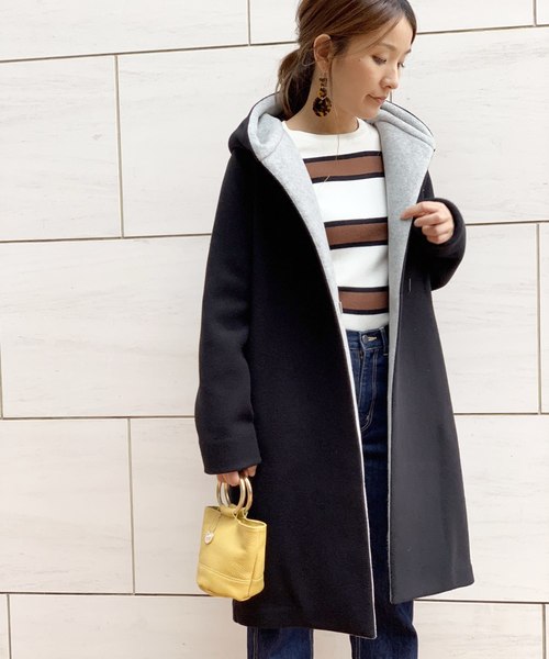 Banner Barrett（バナーバレット）の「W FACE FLEECE COAT/ダブルフェイス　フーデットフリースコート（その他アウター・レディース・ホワイト/ネイビー/グレー・38）」の9枚目の写真