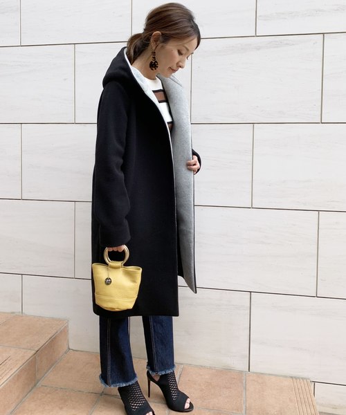 Banner Barrett（バナーバレット）の「W FACE FLEECE COAT/ダブルフェイス　フーデットフリースコート（その他アウター・レディース・ホワイト/ネイビー/グレー・38）」の8枚目の写真