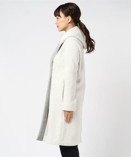 Banner Barrett（バナーバレット）の「W FACE FLEECE COAT/ダブルフェイス　フーデットフリースコート（その他アウター・レディース・ホワイト/ネイビー/グレー・38）」の6枚目の写真