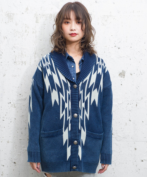 ROGER AND RAW(ロジャーアンドロウ)の「Roger&Raw/ネイティブJQインディゴカーディガン(カーディガン/ボレロ・レディース・ブラック/ネイビー/ブルー・M)」の22枚目の写真
