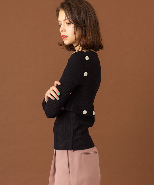 UNITED TOKYO（ユナイテッドトウキョウ）の「チェーンボタンアレンジニット（ニット/セーター・レディース・グレー/ブラック/ベージュ・1）」の17枚目の写真