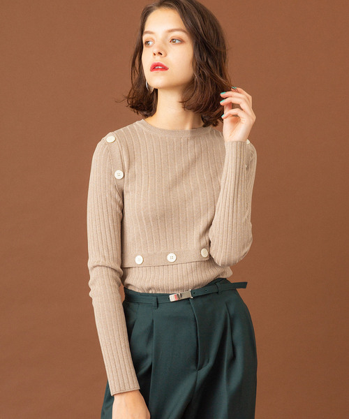 UNITED TOKYO（ユナイテッドトウキョウ）の「チェーンボタンアレンジニット（ニット/セーター・レディース・グレー/ブラック/ベージュ・1）」の20枚目の写真