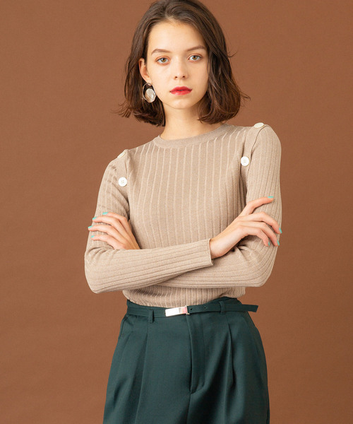 UNITED TOKYO（ユナイテッドトウキョウ）の「チェーンボタンアレンジニット（ニット/セーター・レディース・グレー/ブラック/ベージュ・1）」の21枚目の写真