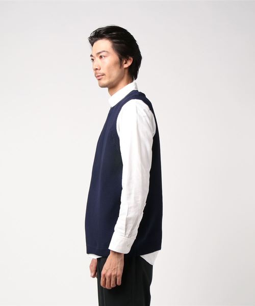 COMME　CA COMMUNE（コムサコミューン）の「カノコ　ニットベスト（ニット/セーター・メンズ・ベージュ/ネイビー・MEDIUM/LARGE）」の3枚目の写真