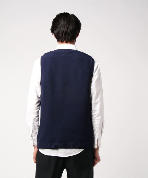 COMME　CA COMMUNE（コムサコミューン）の「カノコ　ニットベスト（ニット/セーター・メンズ・ベージュ/ネイビー・MEDIUM/LARGE）」の4枚目の写真