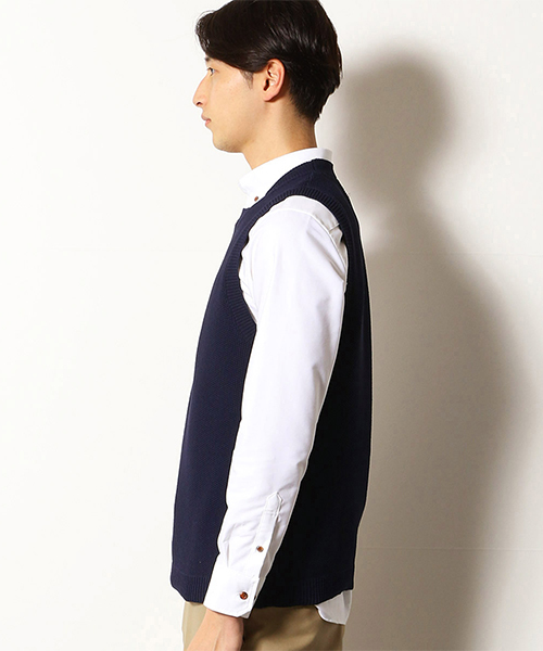COMME　CA COMMUNE（コムサコミューン）の「カノコ　ニットベスト（ニット/セーター・メンズ・ベージュ/ネイビー・MEDIUM/LARGE）」の6枚目の写真