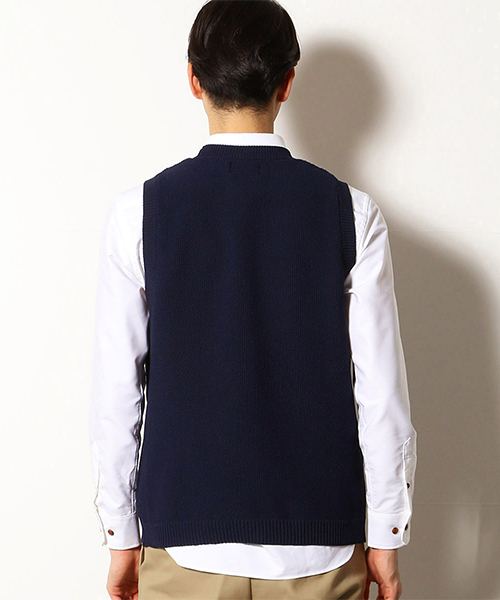 COMME　CA COMMUNE（コムサコミューン）の「カノコ　ニットベスト（ニット/セーター・メンズ・ベージュ/ネイビー・MEDIUM/LARGE）」の7枚目の写真