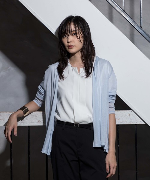 A/C DESIGN BY ALPHA CUBIC（エーシーデザインバイアルファキュービック）の「◇カタログ掲載◇着流しカーディガン（カーディガン/ボレロ・レディース・ピンク/サックスブルー/ライトグレー/ネイビー・M size/L size）」の3枚目の写真