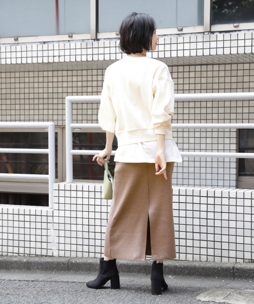 LOWRYS FARM（ローリーズファーム）の「ニットタイトスカート　850507（スカート・レディース・アイボリー/ブラック/ブラウン/ミント・FREE）」の14枚目の写真