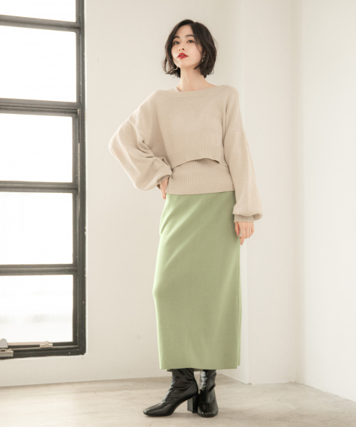 LOWRYS FARM（ローリーズファーム）の「ニットタイトスカート　850507（スカート・レディース・アイボリー/ブラック/ブラウン/ミント・FREE）」の17枚目の写真